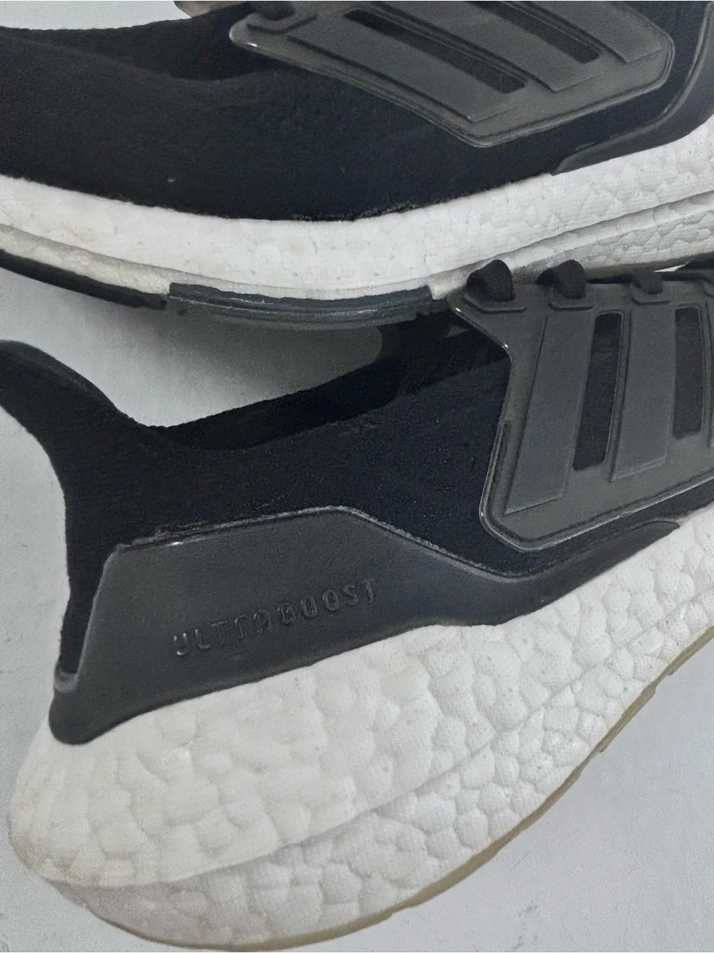Women’s Adidas Ultraboost Black Athletic Running Sneakers with White Midsole 9